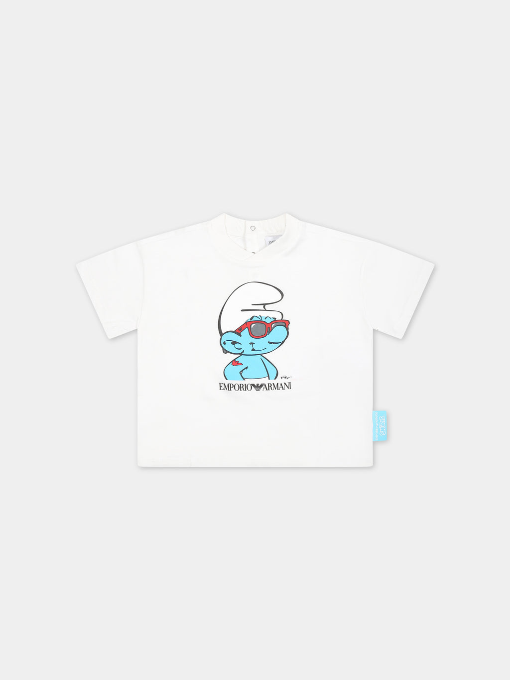 White t-shirt for baby boy with The Smurfs